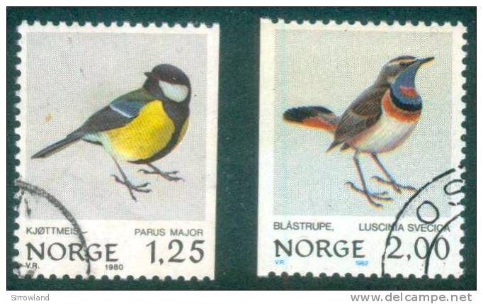 Norwegen  1980-82  Freimarken - Vögel  (2 Gest. (used))  Mi: 814, 860 (0,60 EUR) - Oblitérés