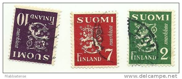 1945 - Finlandia 288 + 298 + 301 Ordinaria C2030 - Used Stamps