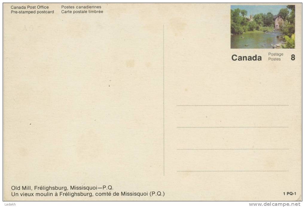 ENTIERS POSTAUX  1972  VIEUX MOULIN A FRELIGHSBURG # COMTE DE MISSISQUOI # - 1953-.... Règne D'Elizabeth II