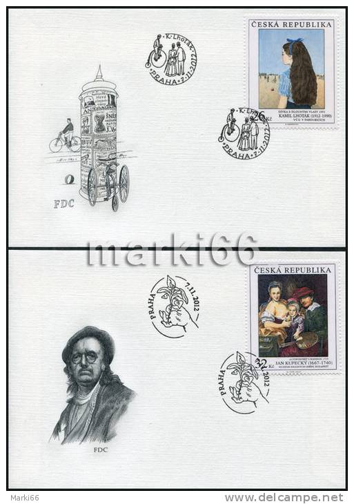 Czech Republic - 2012 - Art On Stamps - FDCs With Stamp Set - FDC