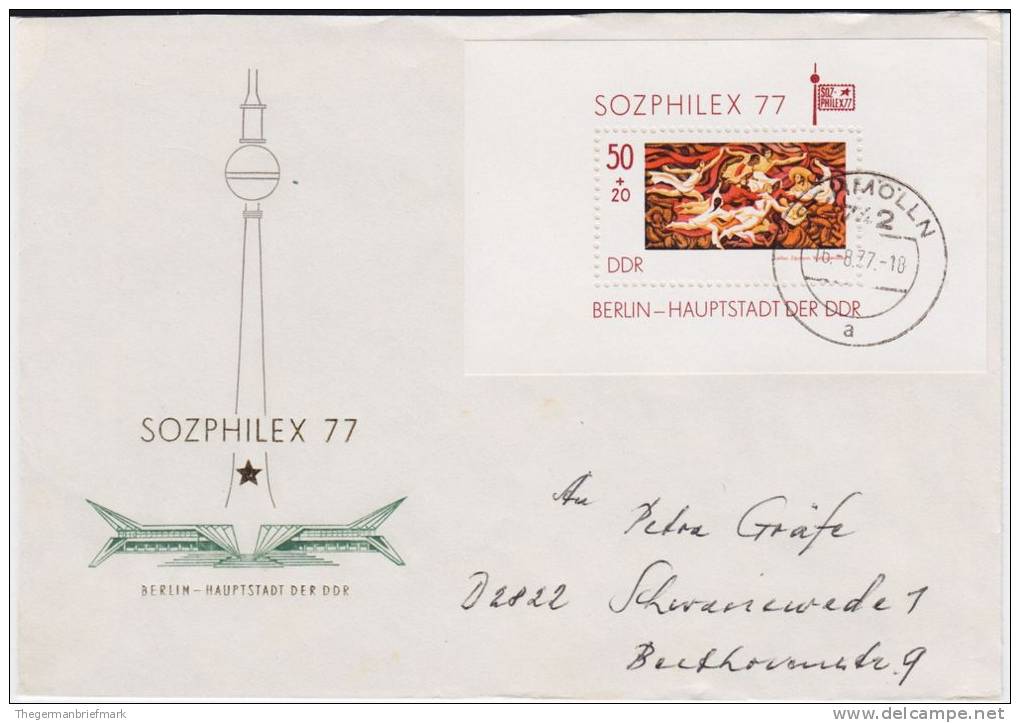 DDR Block 48 Sozphilex FDC Schmölln 1977 (3) - Sonstige & Ohne Zuordnung