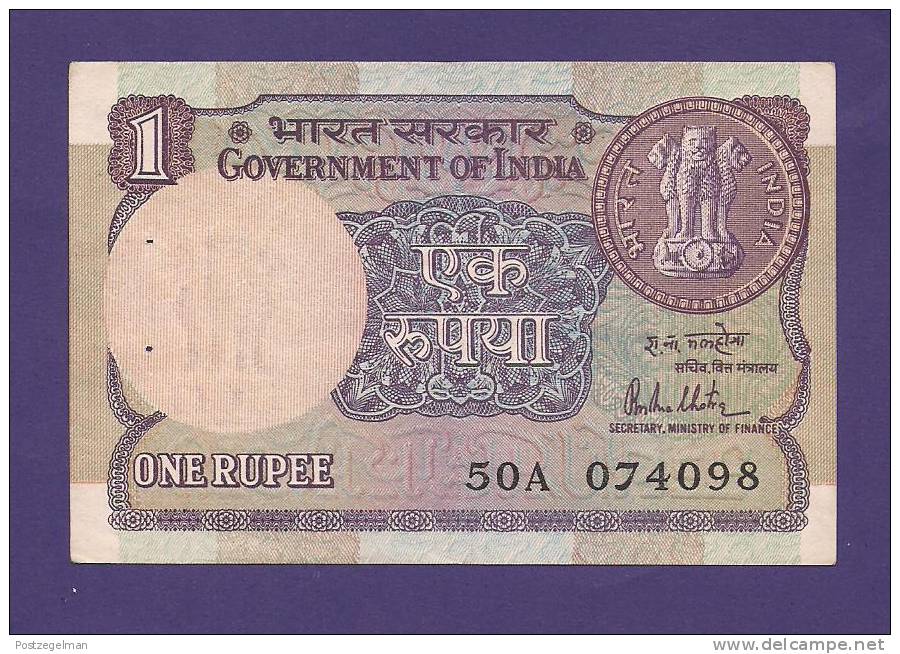 INDIA 1980,  Banknote, USED VF, 1 Rupee Signed Malhotra  Km 78a - Inde
