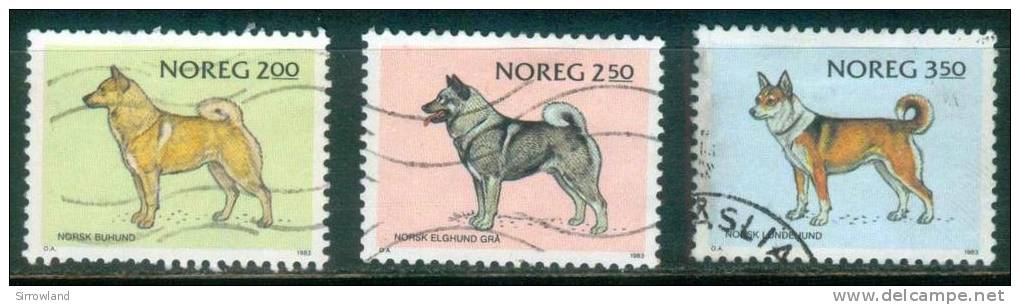 Norwegen  1983  Norwegische Hunderassen  (3 Gest. (used) Kpl. )  Mi: 878-80 (1,50 EUR) - Oblitérés