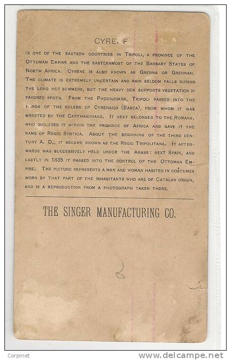 Singer Machine à Coudre Couture - 1894  Belle Chromo CYRENE - EASTERN COUNTRIES IN TRIPOLI - Pubblicitari