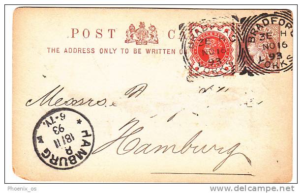 GREAT BRITAIN - ENGLAND - The Bradford Old Bank Limited - Post Card, Year 1893, Hamburg Seal - Unclassified