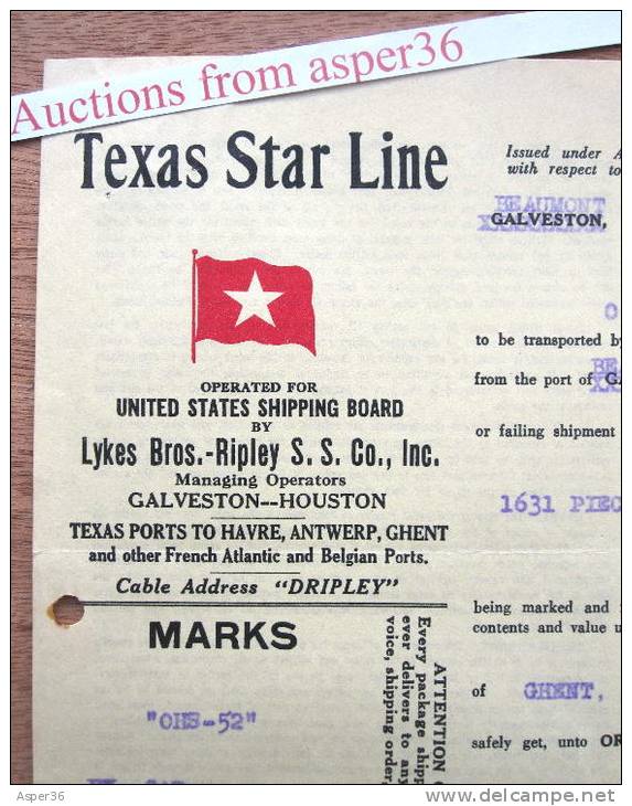 Texas Star Line, United States Shipping Board 1927 - Etats-Unis