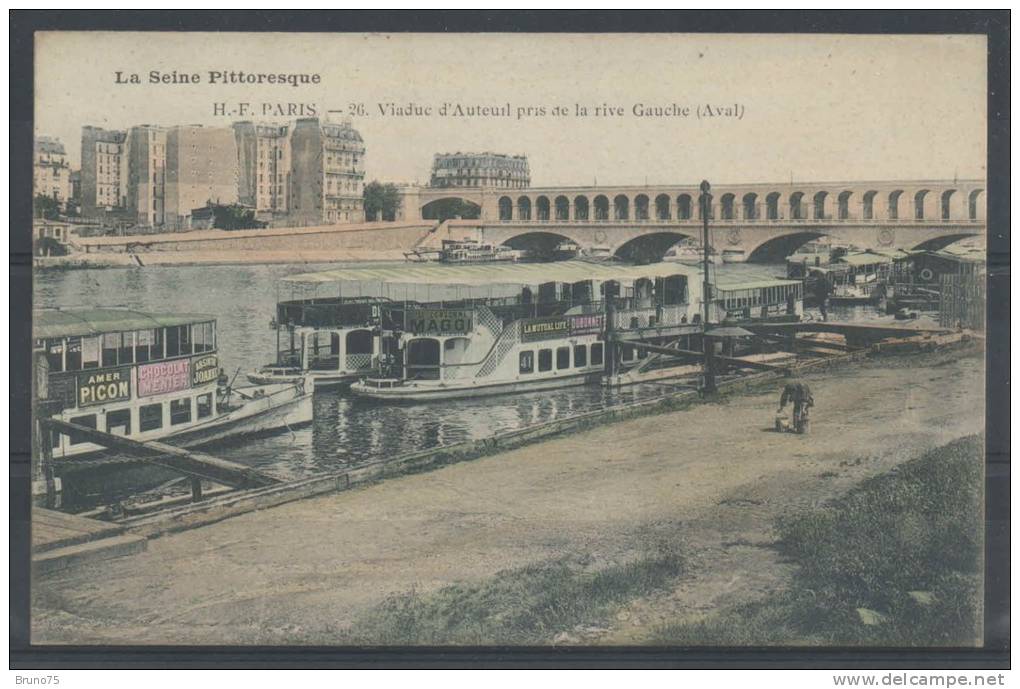 75 - PARIS - Viaduc D'Auteuil Pris De La Rive Gauche (Aval) - La Seine Pittoresque HF 26 - La Seine Et Ses Bords