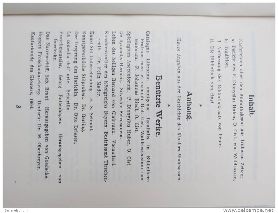 "Das Geheimnis Des Bibliotheksaales Zu Waldsassen" (Ein Versuch Der Erklärung) Von 1927 - Christendom