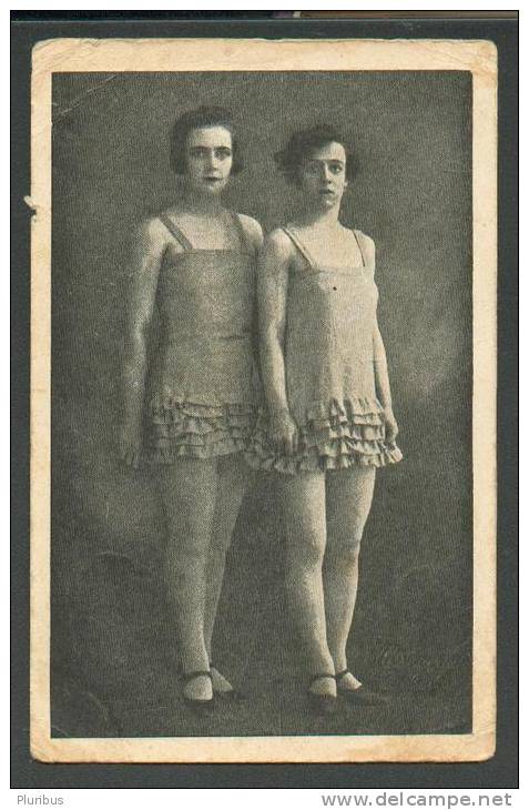 DANCERS ?  CIRCUS ? TWO  WOMAN  ,  OLD   POSTCARD - Danse