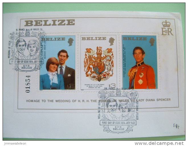 Belize 1981 FDC Cover - Royal Wedding Prince Charles And Lady Diana - Lion Horse Arms Uniform - Belize (1973-...)