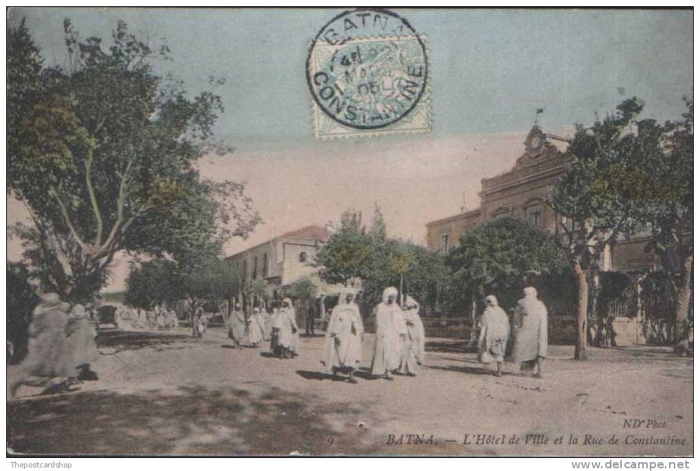 RRELIZT CPA Algérie BATNA L'HOTEL DE VILLE ET LA RUE DESCONSTANTINE ALGER écrite NORD AFRIQUE ALGERIA - Batna