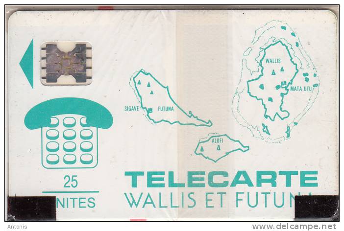 WALLIS & FUTUNA - Cartes Des Iles, First Issue 25 Unites(vert), Chip SC5, CN : 33262, 07/91, Mint - Wallis And Futuna
