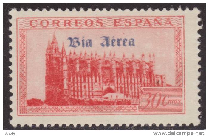 España 1938 Edifil 847B Sello * Monumentos Catedral Palma Mallorca Sobreimpresion Via Aerea Inauguracion Lineas Postales - Nuevos