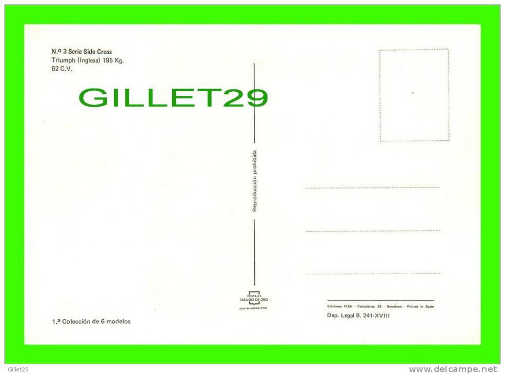 SPORTS MOTO-  No 3 SERIE SIDE CROSS - ALBERT COURAJOD (SUISSE) - MOTO, TRIUMPH (INGLESA) 195 Kg, 62 C.V. - - Sport Moto