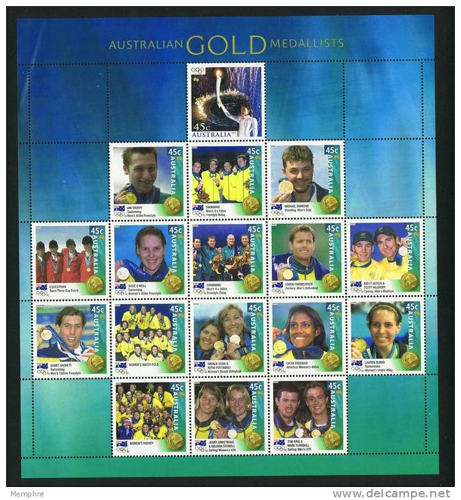 2000 AUSTRALIAN OLYMPIC GOLD MEDALISTS  ON SINGLE SOUVENIR SHEET  MNH ** - Mint Stamps