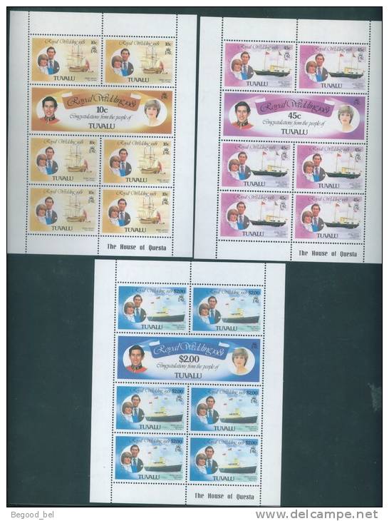 TUVALU - 1981 - MNH/*** LUXE - ROYAL WEDDING DIANA CHARLES - Mi 145-150 - Yv 155-160 -  Sc 948-951 -  Lot 7197 - Tuvalu