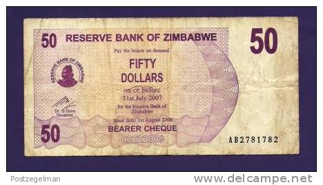 ZIMBABWE 2006, Banknote,  USED VF. 50  Zim Dollar - Zimbabwe