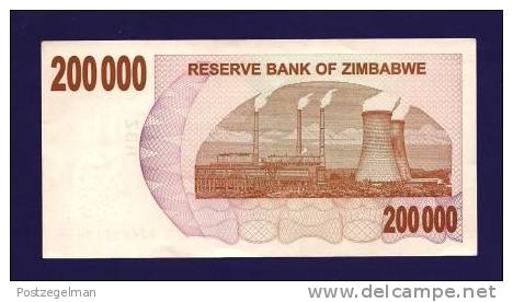 ZIMBABWE 2007 Banknote,  USED VF. 200.000  Zim Dollar - Zimbabwe