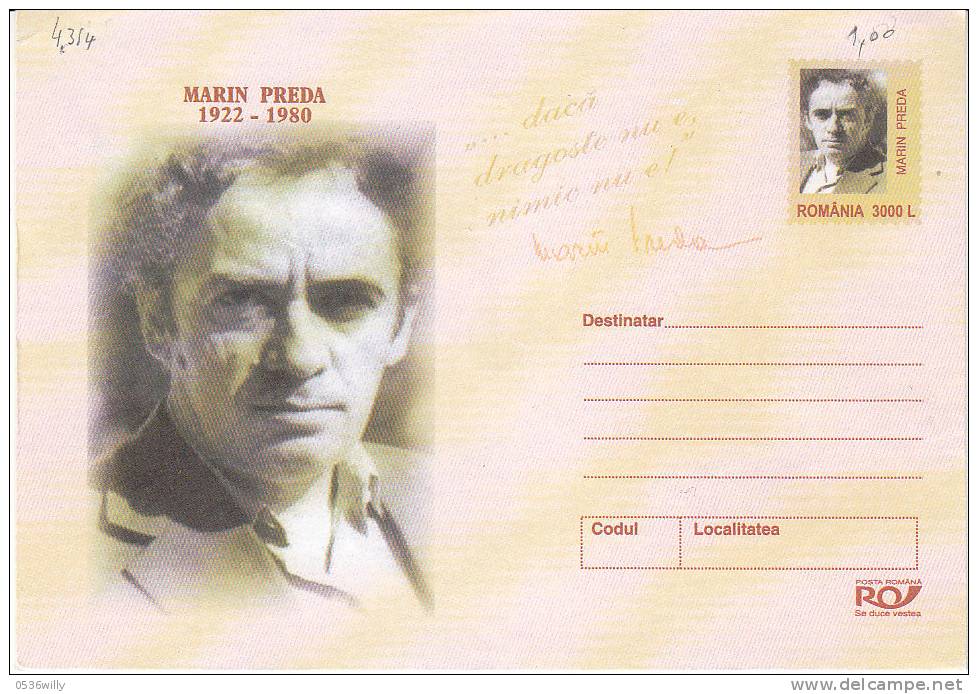 Rumänien  1980. Presse Press. Marin Preda, Zeitungsmitarbeiter (4.314) - Lettres & Documents