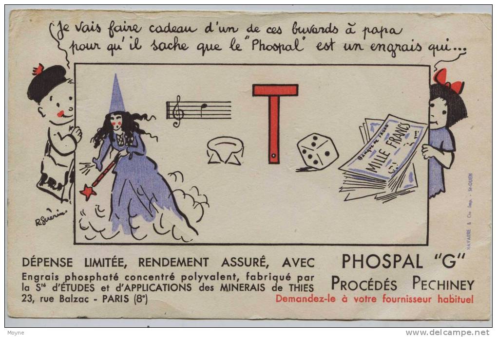 Buvard -  **  PHOSPHAL  * G *     Engrais -  REBUS   Par Illustrateur   R. GUERIN - Farm