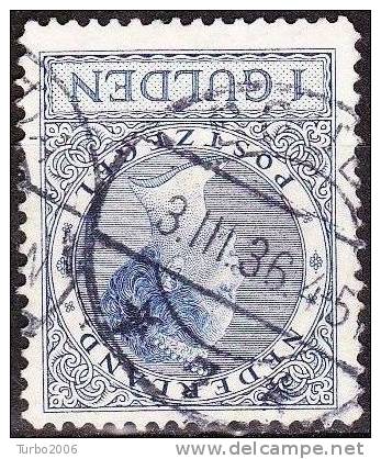 1926-1927 Koningin Wilhelmina Veth 1 Gulden Blauw Lijntanding 12½ NVPH 163 B Met Afstempeling GOUDA 7 - Poststempels/ Marcofilie