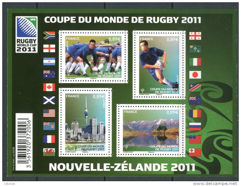 FRANCIA / FRANCE 2011** - Rugby World Cup 2011 -  Block MNH Come Da Scansione - Rugby