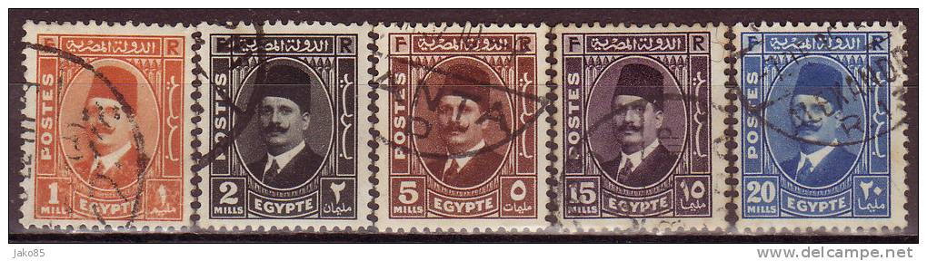 - EGYPTE - 1936 - YT N° 172 / 173 + 175 + 177 / 178  -  Oblitérés - - Oblitérés