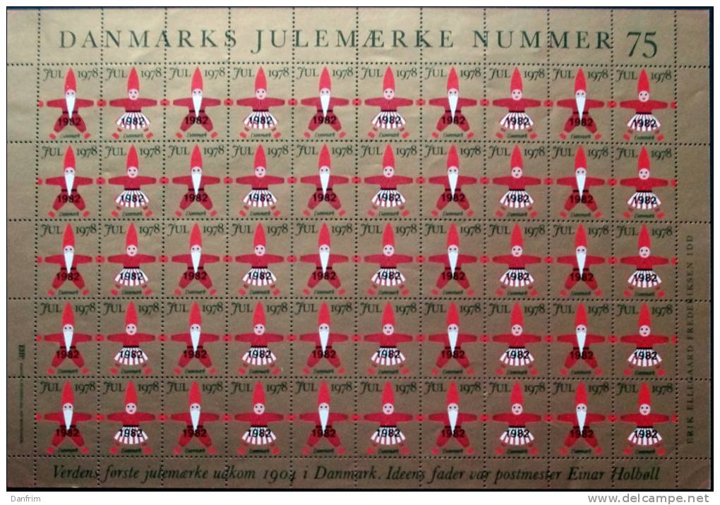 Denmark Christmas Seal 1978/1982 MNH Full Sheet Unfolded - Full Sheets & Multiples