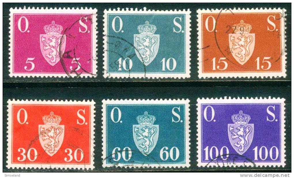 Norwegen  1951  Dienstmarken - Inschrift O.S.  (6 Gest. (used))  Mi: 61-64, 66-67 (2,00 EUR) - Oficiales