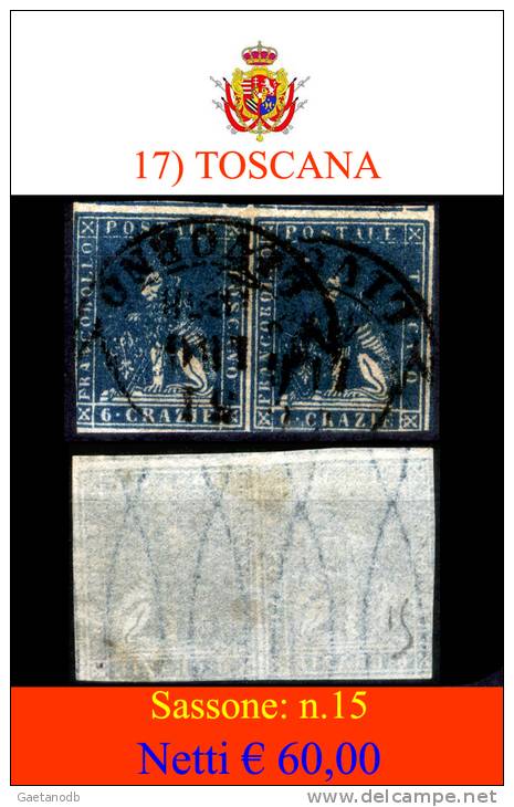 Toscana-017 - Sassone N.15 (o) Coppia Priva Di Difetti Occulti. - Toscane