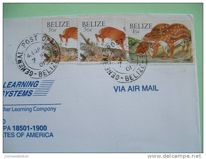 Belize 2001 Cover To USA - Animals Deer Antelope - Gibnut Agouti Paca - Belize (1973-...)