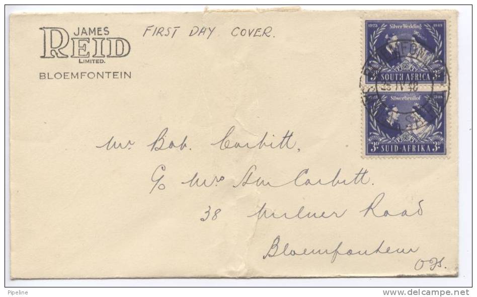 South Africa  Suid Afrika FDC Silver Wedding 25-4-1948 (the Cover Has Been Bended) - FDC