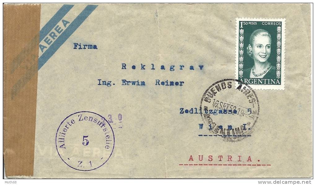 1952 Zensurbrief Von Bunes Aires Nach Wien - Storia Postale