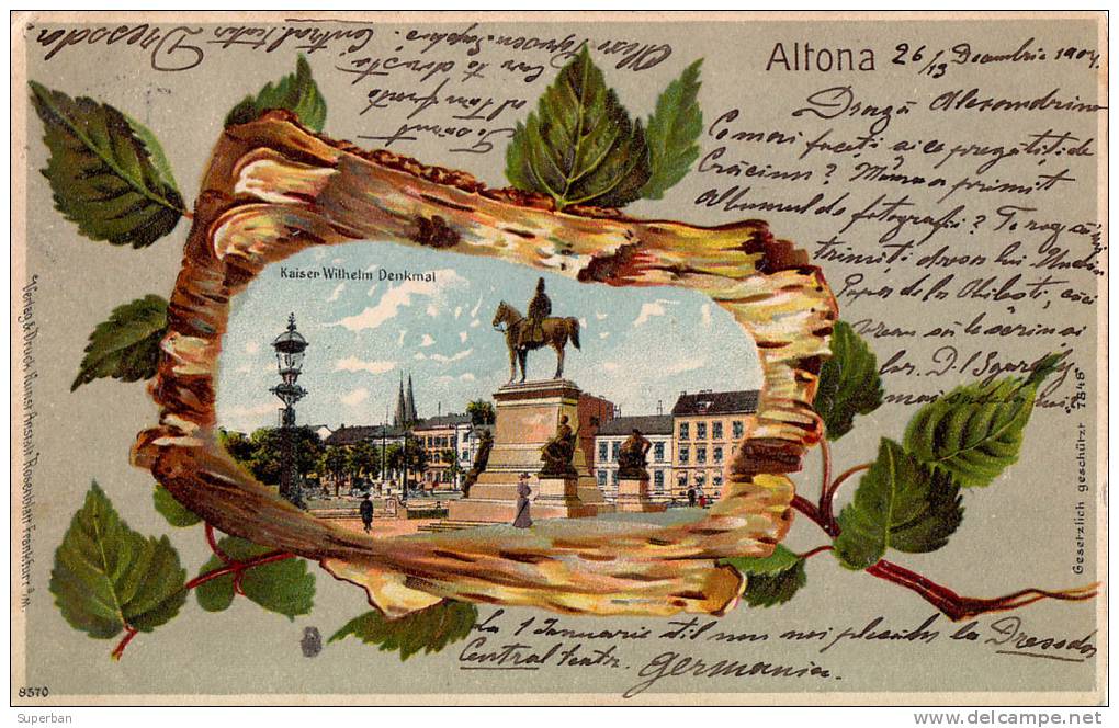 ALTONA : GRUSS Aus... - CARTE POSTALE LITHOGRAPHIÉE Et GAUFRÉE VOYAGÉE En 1904 (n-051) - Altona