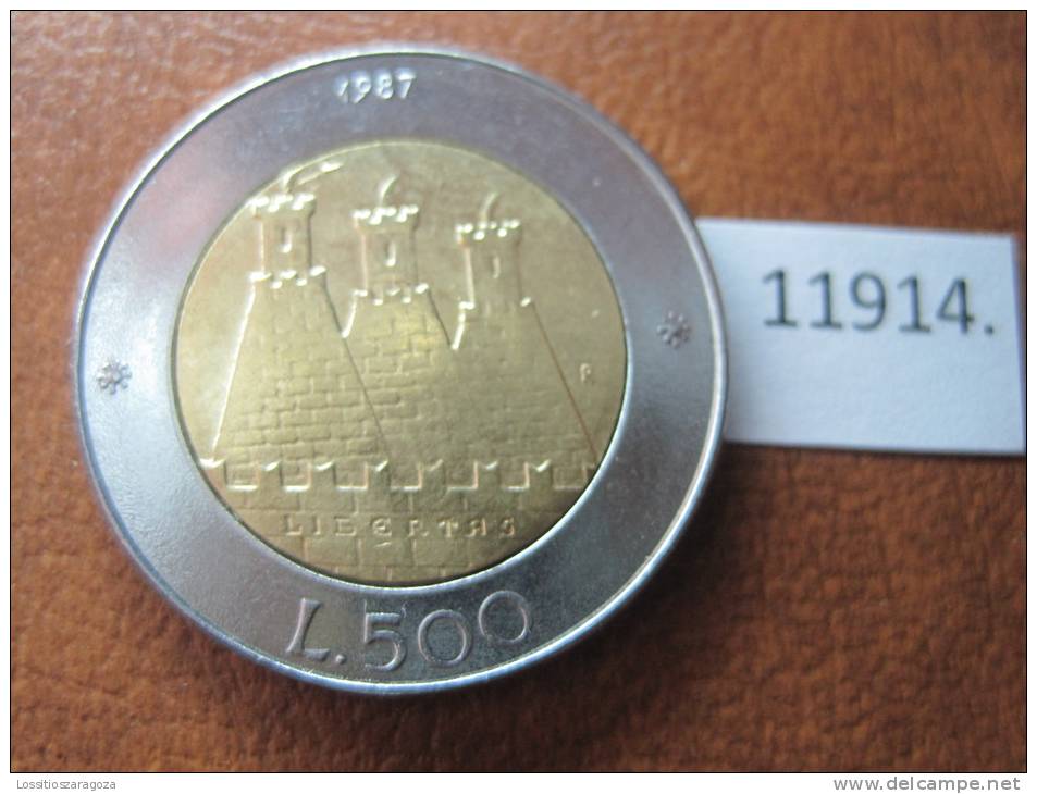 San Marino 500 Liras 1987 , Bimetalica - San Marino