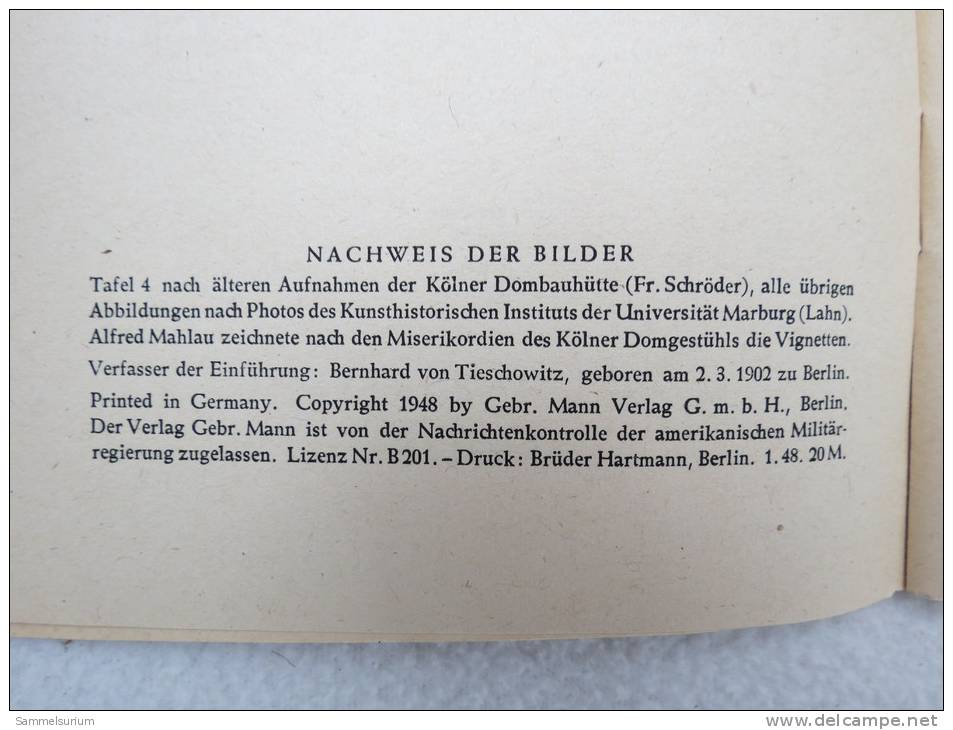 "Das Chorgestühl Des Kölner Doms" Aus Der Reihe "Der Kunstbrief" Von 1948 (mit Vielen Abbildungen" - Schilderijen &  Beeldhouwkunst