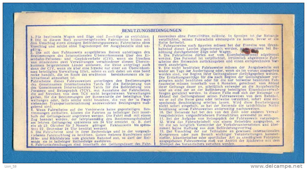 D523 / Billet  Ticket RAILWAY - 1975 SOFIA - BERLIN - Schwerin - Bulgaria Bulgarie Bulgarien Deutschland Germany - Europe