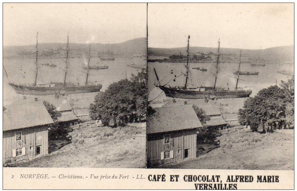 CPA.....NORVEGE....CARTE STEREO..CHRISTIANIA..VUE PRISE DU FORT.....PRIX:  1,99 € - Norvège