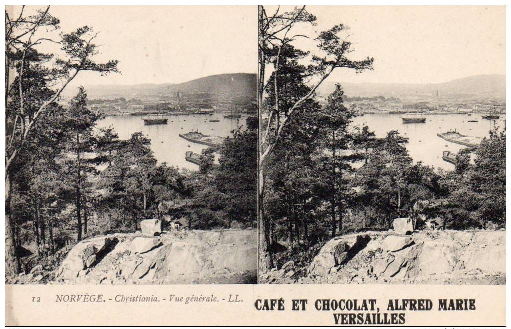 CPA.....NORVEGE....CARTE STEREO..CHRISTIANIA..VUE GENERALE N° 2.....PRIX:  1,99 € - Norvège