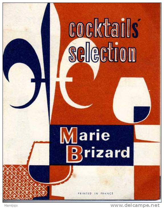 CARTONNETTE PUBLICITE " COCKTAILS SELECTION MARIE BRIZARD  " - Advertising