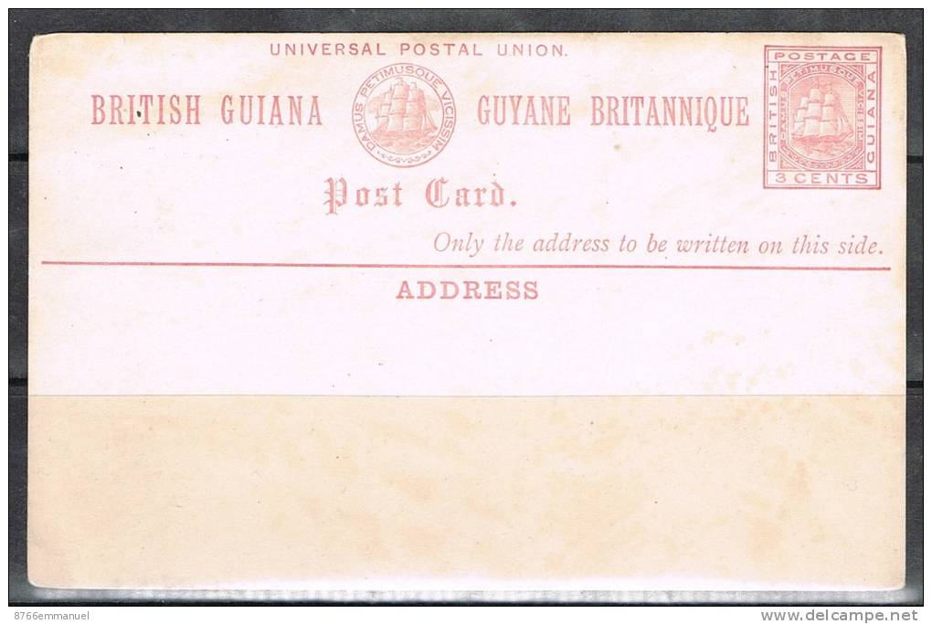 GUYANE BRITANIQUE ENTIER POSTAL NEUF RARE, Bateau - British Guiana (...-1966)