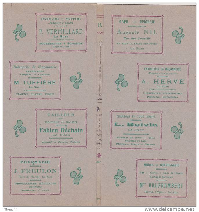 Programme Du Concert De Gala En 1926 De La Ville De LA SUZE  -  Publicités De L'époque - Programmes