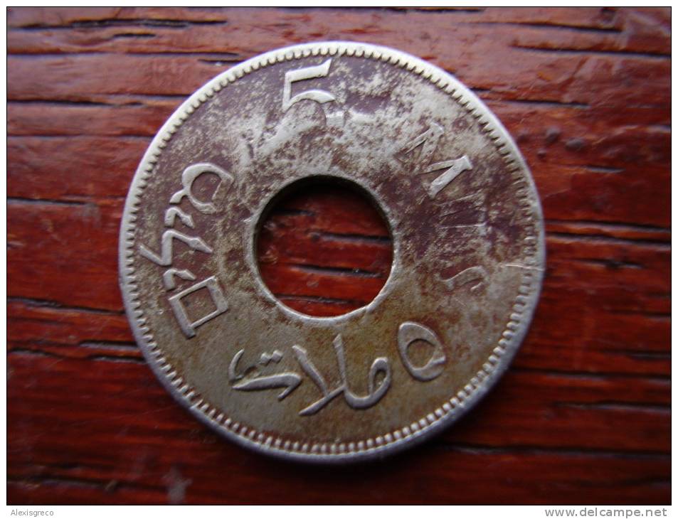 PALESTINE (ISRAEL) 1934 FIVE MILLS Copper-Nickel COIN USED. - Israel