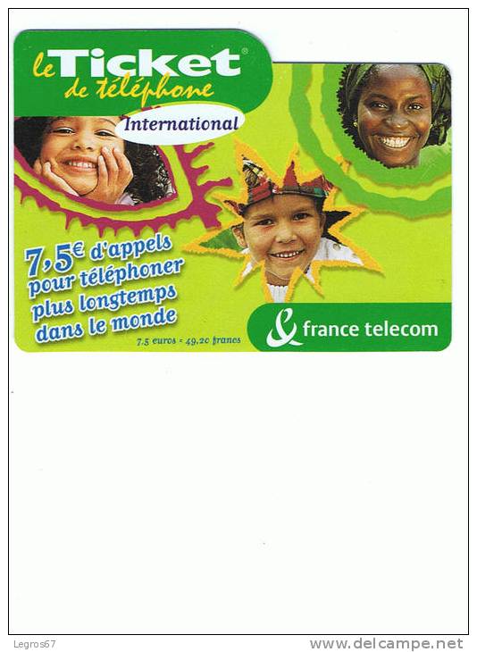 TICKET TELEPHONE 7.5 € 30/04/04 PU 64C2 - Billetes FT