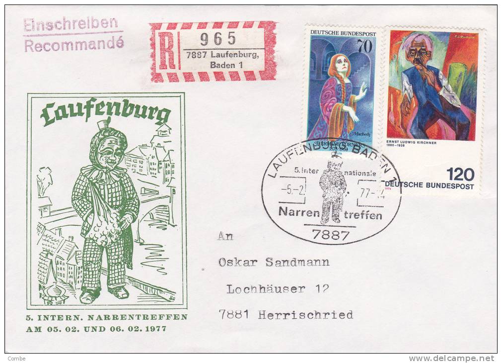 LETTRE RECOM BUND 1977, Mi 823.911 MiF, LAUFENBURG /2736 - Cartas & Documentos