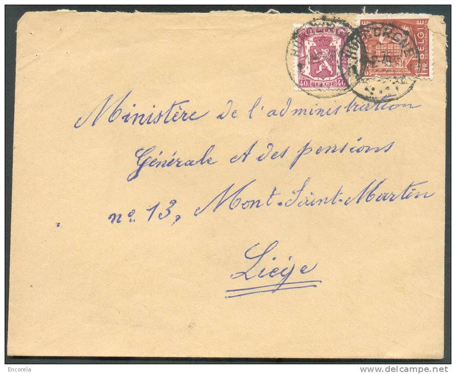 N°479-762 - 1Fr.35 Exportation + 40 Centimes Lion  Obl. Sc HUCCORGNE Sur Lettre Du 2-02-1949 Vers Liège - 8474 - 1948 Exportación