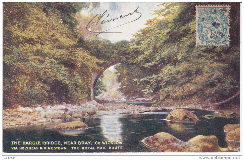 WICKLOW The Dargle Bridge, Near Bray The Royal Mail Route  (1907) - Wicklow