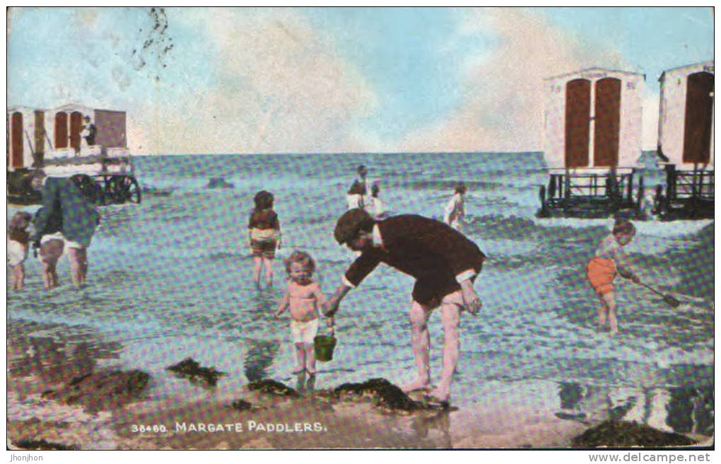 England-Postcard 1909-Margate Paddlers- 2/scans - Margate