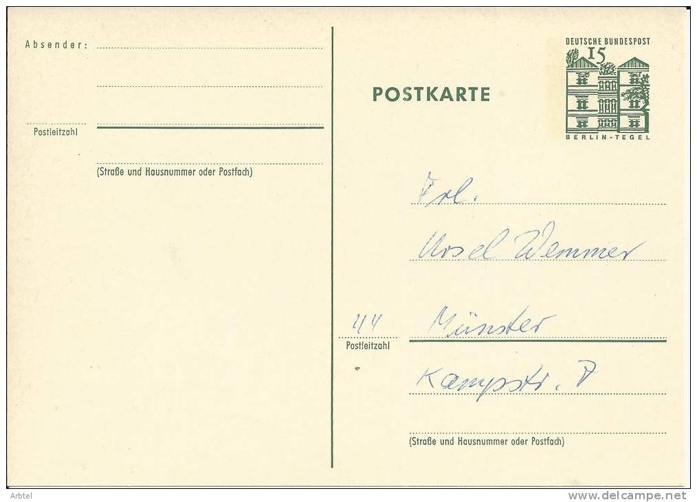 ALEMANIA ENTERO POSTAL BERLIN TEGEL - Postcards - Mint