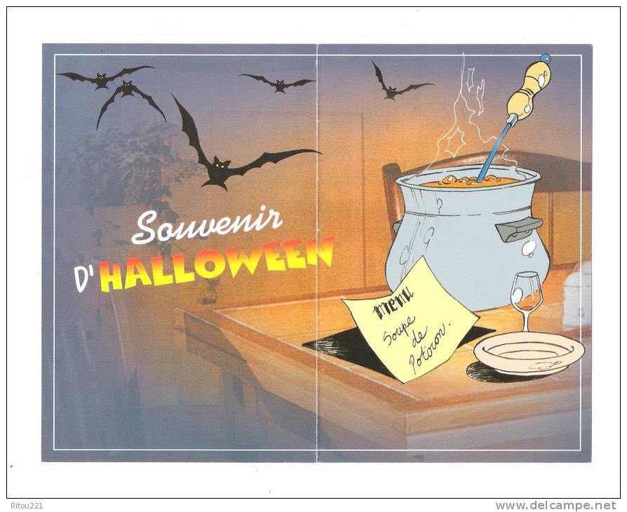 HALLOWEEN - Chauve Souris Citrouille Menu Soupe De Potiron Lanterne Faux Chapeau De Sorcière - Halloween